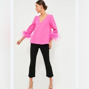Tuckernuck Hot Pink Feather Easton Blouse size M